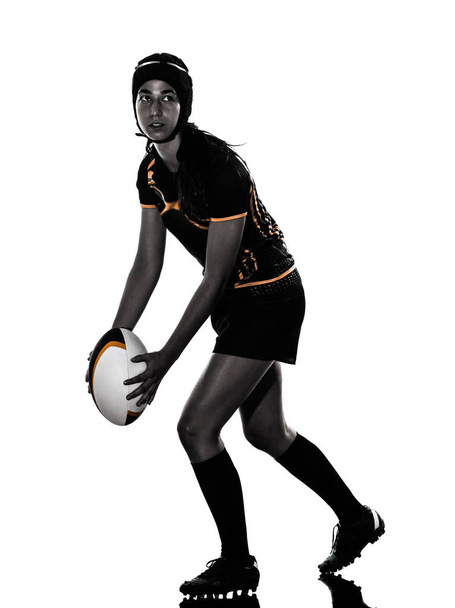 Silhouette einer Rugby-Spielerin - Foto, Bild