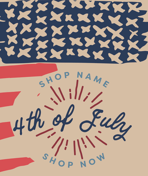 Greeting card with fourth of july message - Διάνυσμα, εικόνα