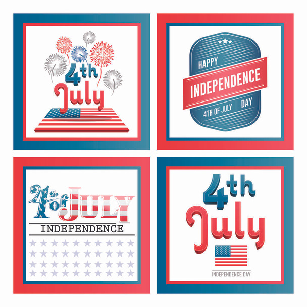 Vector set of independence day celebration - Vettoriali, immagini