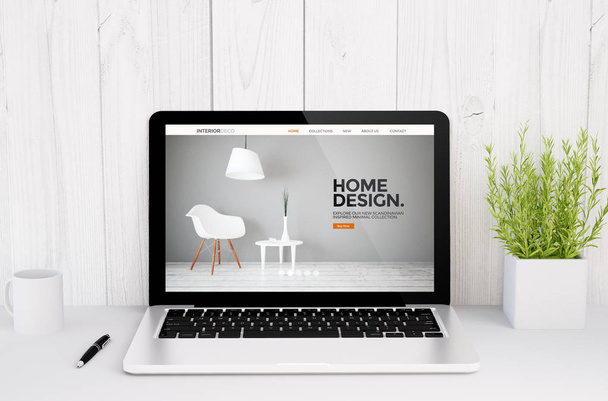 laptop showing interior design website - Fotoğraf, Görsel