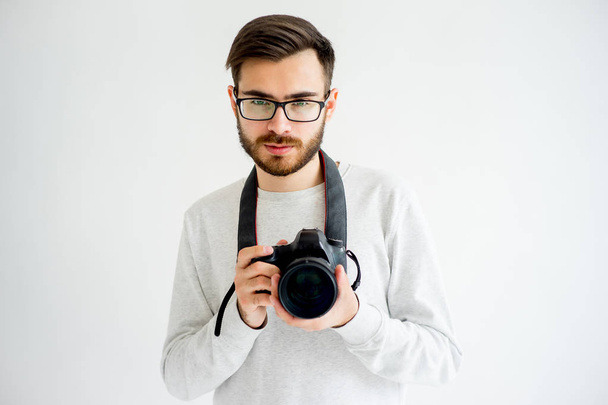 Male photographer with camera - Φωτογραφία, εικόνα