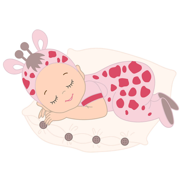 ベクトルのかわいい赤ちゃんキリンの衣装が眠っています。. - ベクター画像