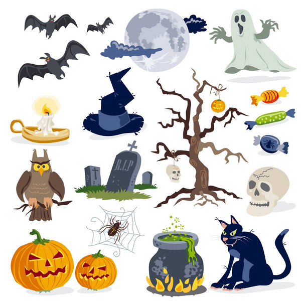Halloween icons cartoon vector set collection - Vektor, kép