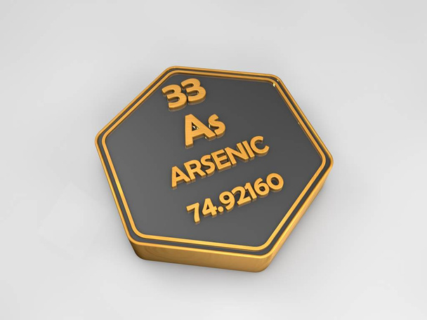Arsen - Ar - chemický prvek periodické tabulky šestiúhelníkový tvar 3d vykreslení - Fotografie, Obrázek
