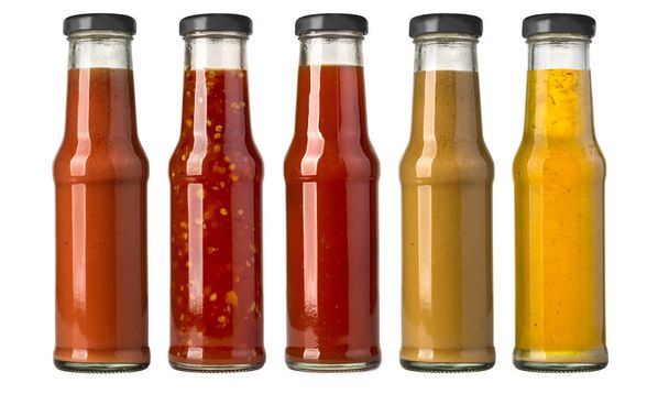 barbekü soslar cam şişelerde - Fotoğraf, Görsel