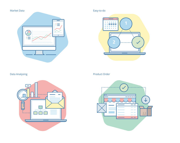 Set of concept line icons for business, management, marketing, e-commerce and shopping.  - Vector, Image