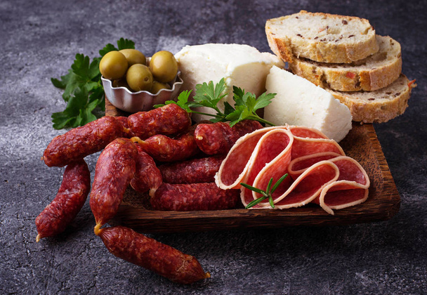 Selection of Italian appetizer. Wine snack set.  - Foto, Imagen