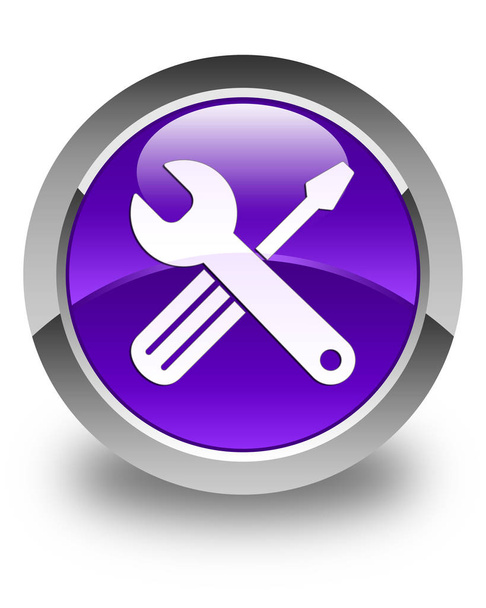 Tools icon glossy purple round button - Photo, Image