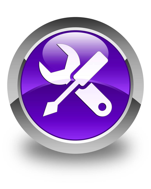 Settings icon glossy purple round button - Photo, Image