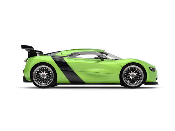 Super coche deportivo - verde lima metálico - vista lateral
 - Foto, imagen
