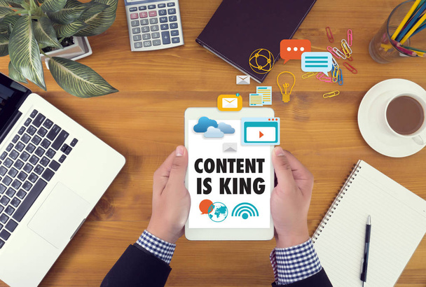 Content ist König der Suchmaschinenoptimierung und Content-Marke - Foto, Bild