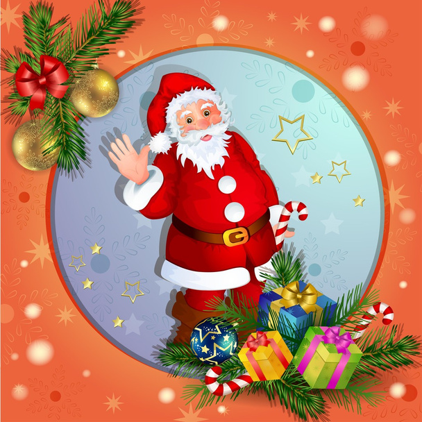 Рождественский фон с Санта-Клаусом - Вектор,изображение