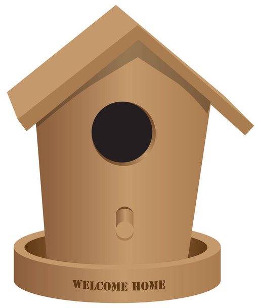 Καλώς ήλθατε σπίτι σπίτι ξύλινο πουλί - Διάνυσμα, εικόνα
