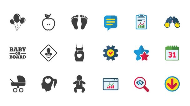 Pregnancy and baby care icons - Vector, Image
