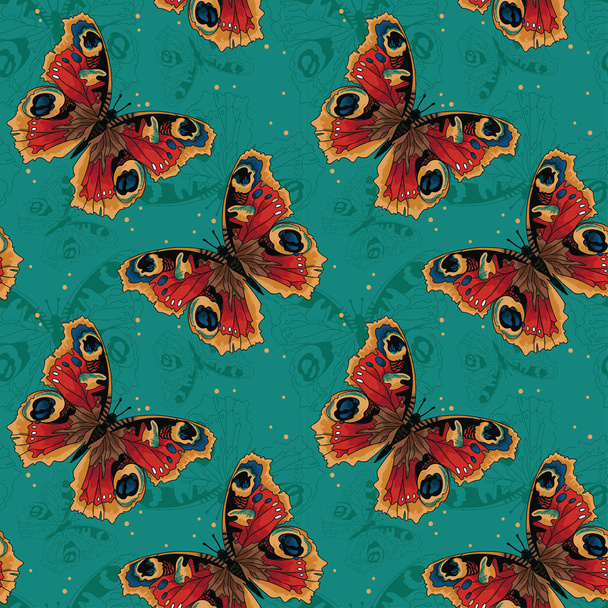 seamless pattern with  beautiful butterflies - Vector, Image
