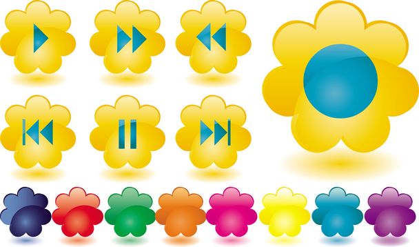 黄色の花と音楽ボタン - ベクター画像