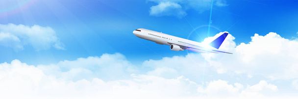 飛行機の空の風景の背景 - ベクター画像
