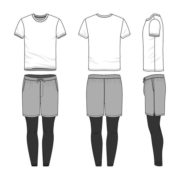 Vektor-Vorlagen für leeres T-Shirt, Shorts, Hosen. - Vektor, Bild