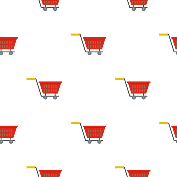 Red plastic shopping basket on wheels pattern flat - ベクター画像