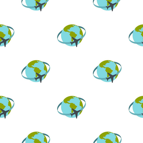 Travelling by plane around the world pattern flat - Vector, Image