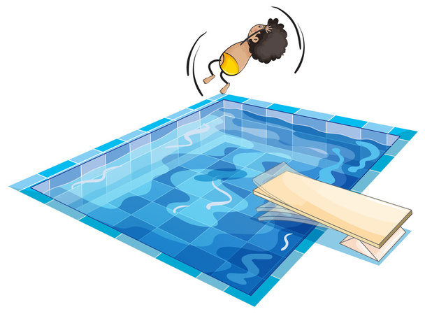 a boy and swimming pool - Vector, Image