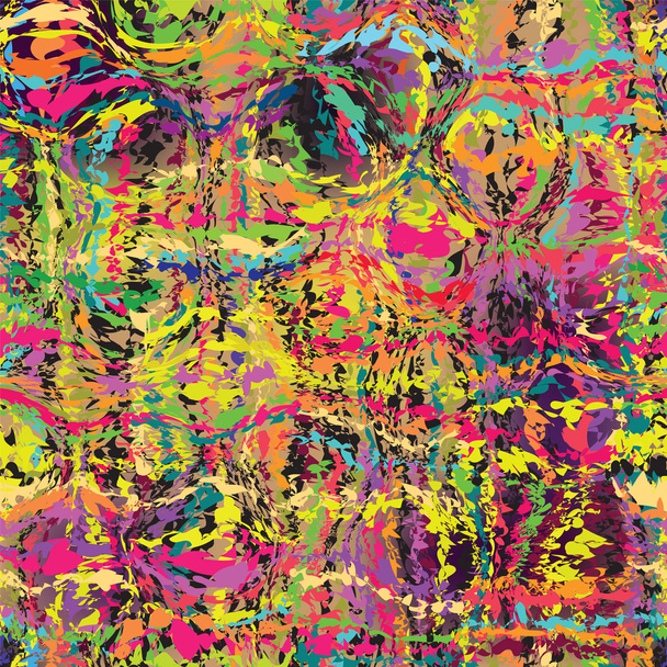 Grunge vlek en kleurrijke naadloze golvenpatroon - Vector, afbeelding