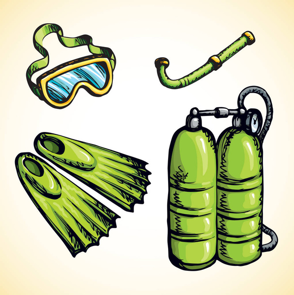 Mergulho snorkel e óculos. Desenho vetorial
 - Vetor, Imagem
