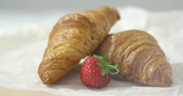 Strawberry and croissants - Footage, Video