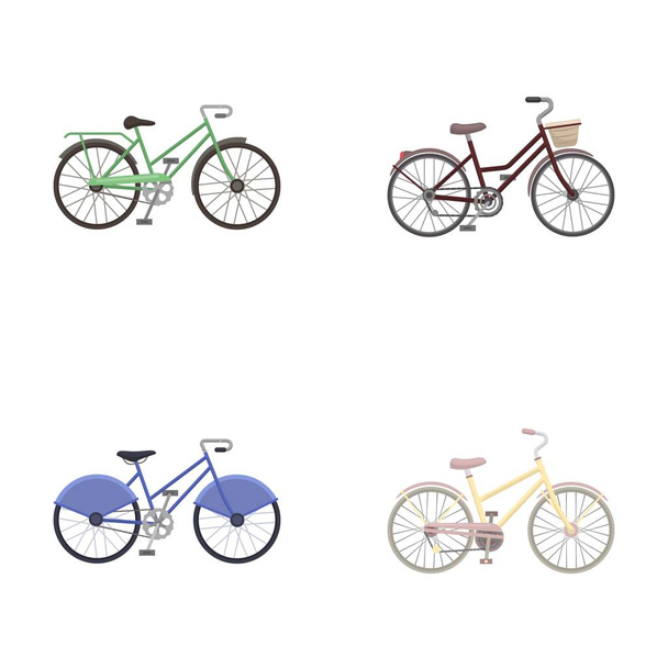 Sports bike and other types.Different bicycles set collection icons in cartoon style vector symbol stock illustration web. - Vector, Image