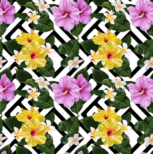 Saumaton trooppisia kukkia kuvio
 - Vektori, kuva