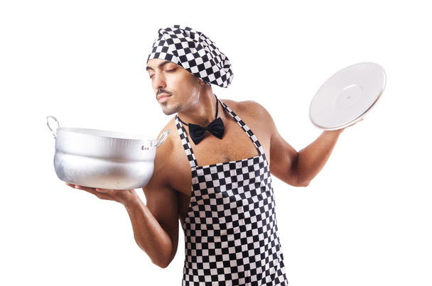 Sexy man kok geïsoleerd op de witte - Foto, afbeelding