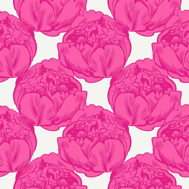 Hand-drawing peonies. Vector graphic flowers. Decorative background for cards, invitations. Template greeting card. - ベクター画像