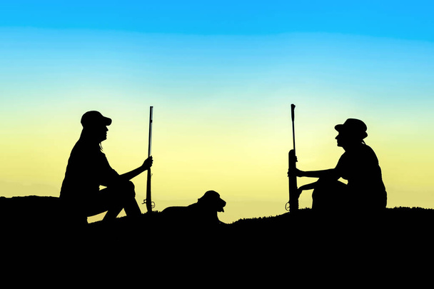 Silueta lovu při západu slunce  - Fotografie, Obrázek