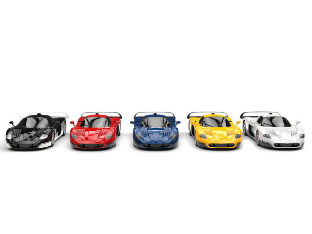 Upea konsepti superautoja hämmästyttäviä värejä - rinnakkain - edessä näkymä
 - Valokuva, kuva