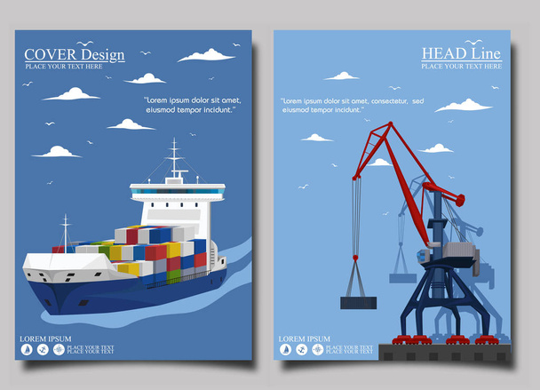 Commercial sea shipping banner set - Vector, Image