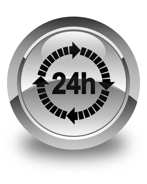 24 heures icône de livraison blanc brillant bouton rond
 - Photo, image
