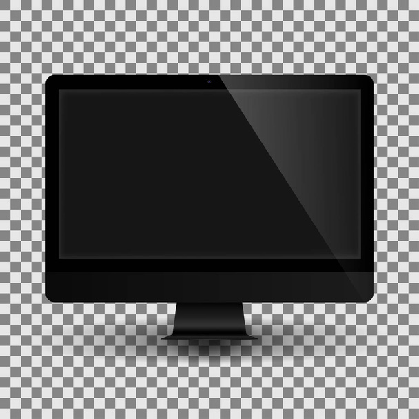 Vektor monoblokk számítógép-val fekete képernyő. Elszigetelt átlátszó háttér. - Vektor, kép