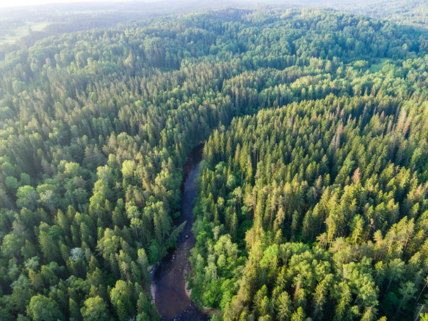 Imagem de drone. Vista aérea da zona rural com florestas
 - Foto, Imagem
