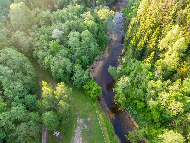 Drone obrazu. Widok z lotu ptaka z obszarów wiejskich z lasów - Zdjęcie, obraz