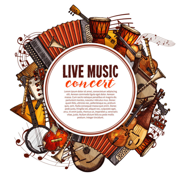 Cartel del festival de música de instrumentos musicales
 - Vector, imagen