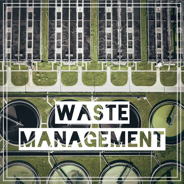 Waste Management. Recycling.Aerial view of sewage treatment plan - Photo, Image
