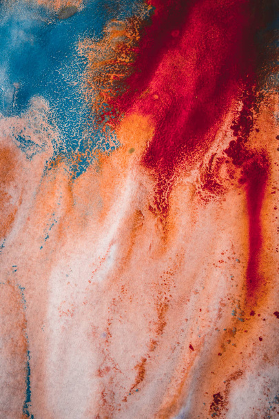 streaks of red and blue paint on white paper - Photo, Image