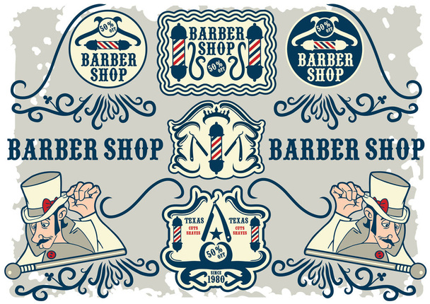 set di etichette barbiere personalizzabili
 - Vettoriali, immagini