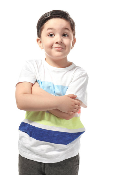 Cute little boy on white background - Foto, Imagem