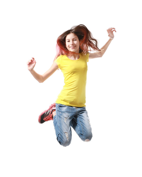 Cute jumping girl  - Фото, изображение