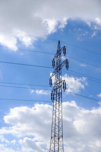 Electricity Pylon - sky background - 写真・画像