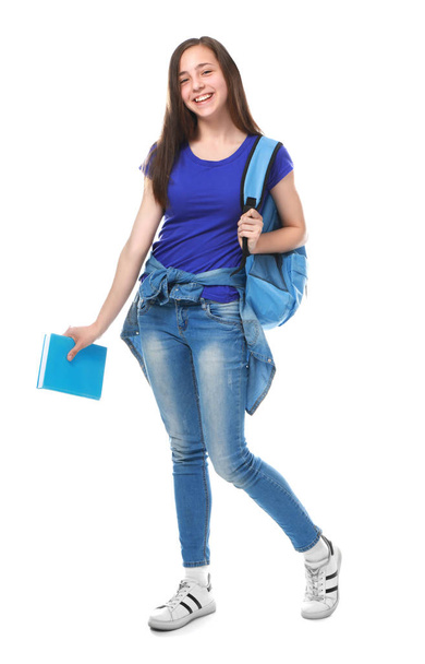  girl with book and schoolbag - Foto, Imagen