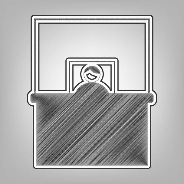 Information Desk sign. Vector. Pencil sketch imitation. Dark gray scribble icon with dark gray outer contour at gray background. - Vector, Image