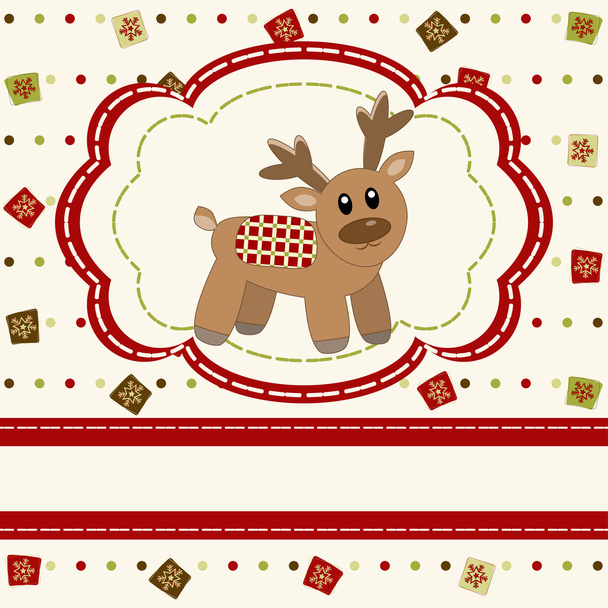 Χριστούγεννα και Ευτυχισμένο το νέο έτος κάρτα με χαριτωμένο ελάφια - Διάνυσμα, εικόνα