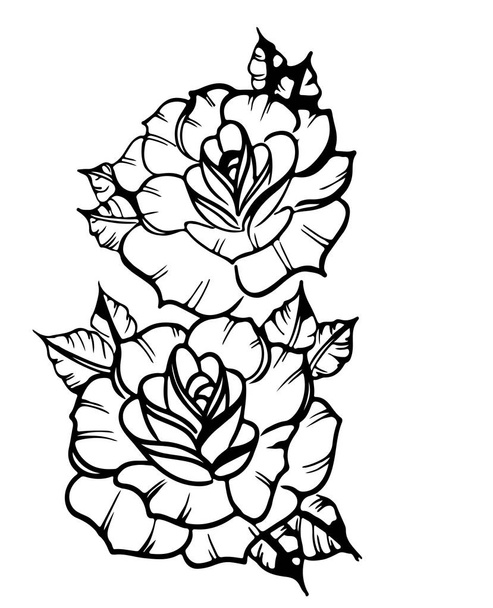 Deux roses - croquis d'un tatouage
 - Vecteur, image